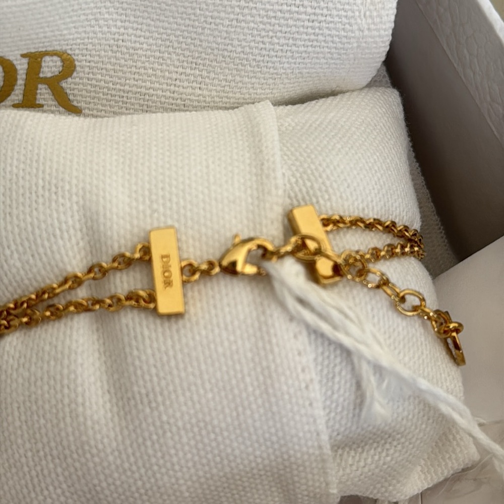 Christian Dior miss dior pearl drop bracelet logo gold jewelry with box - Picture 4 of 7